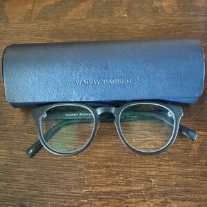 Warby Parker Non-Prescription Blue Light Blocking Black Frames Glasses with Case